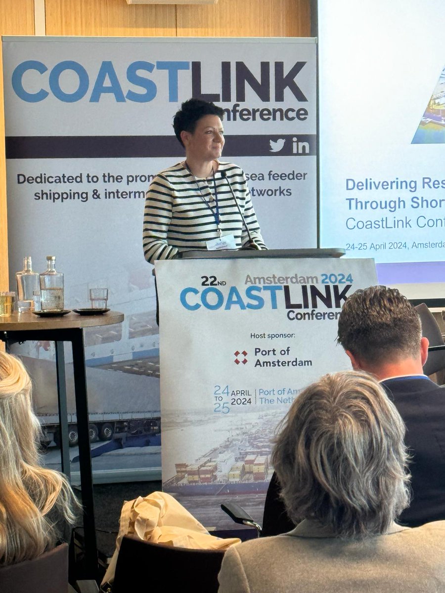 Coastlinkconf's tweet photo. @PortofAmsterdam @Samskip @RHDHV LIVE | Maria Matuszek of Associated British Ports shares insights on how to deliver more resilient and #sustainable supply chains. #Coastlink https://t.co/WjLsPJUvtn