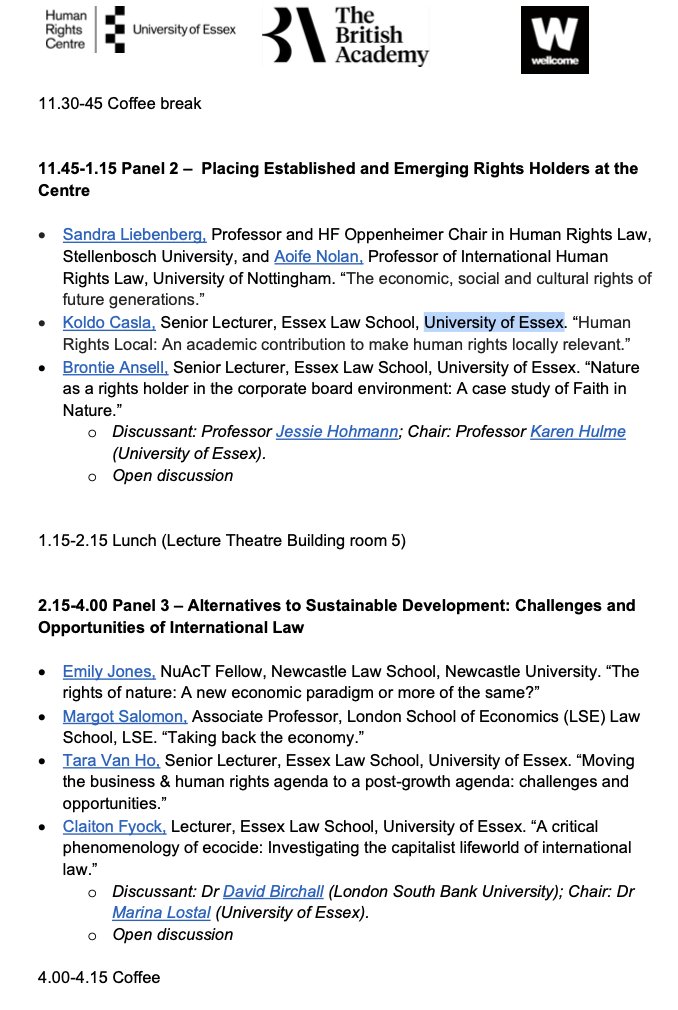 1/3 It's the final countdown towards our @BritishAcademy_ @wellcometrust @EssexHRC conference 'the realisation of human rights in societies beyond growth' on 30 April-1 May. Zoom registrations still open here essex.ac.uk/events/2024/04…. We have a wonderful line up!