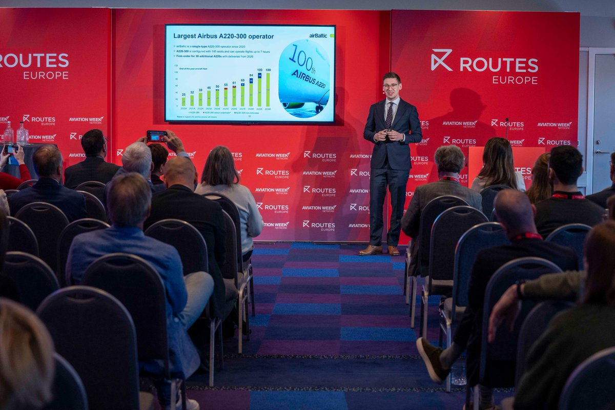 This week, our team had an engaging time at the #RoutesEurope 2024 conference. Alongside networking with industry professionals, our VP of Network Development, Mantas Vrubliauskas, conducted an airline briefing, sharing insights on airBaltic's expansion in 2023 and provided a