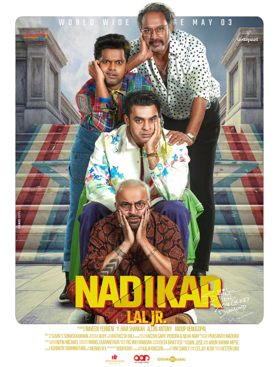 #Nadikar poster design ✨
#shineonyoucrazydiamond 
In theatres on May 3rd 2024

#Tovino #Soubin