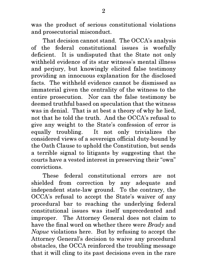 If you care about justice in any sense of the word, it's worth your time to read the intro to 'Brief for Respondent in Support of Petitioner' in Glossip v. Oklahoma. supremecourt.gov/search.aspx?fi…