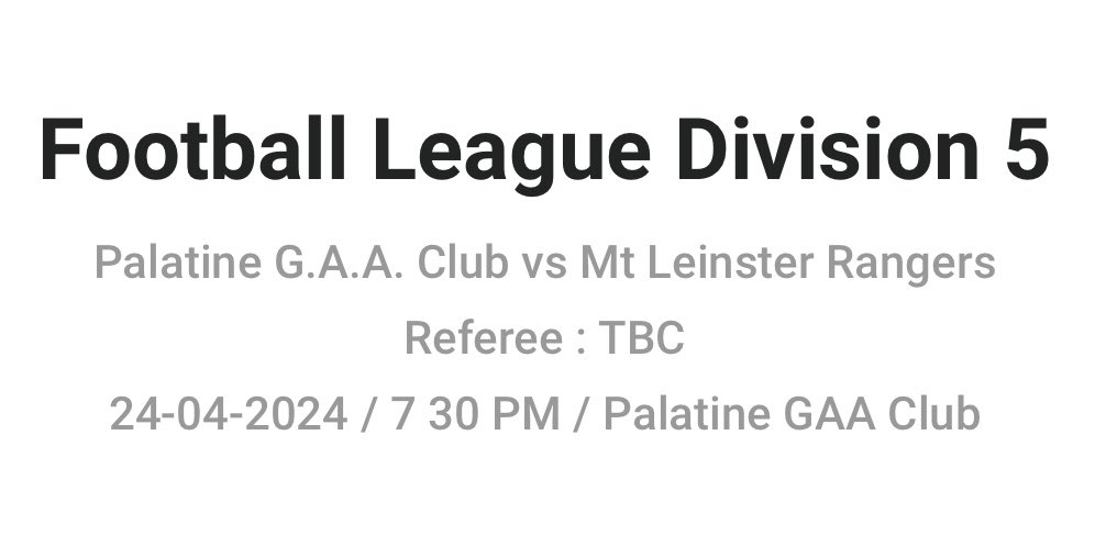 Our 3rd team is in action this evening, taking on @MLRangers in Bennekerry. Best of luck men 🔴🍀🟢