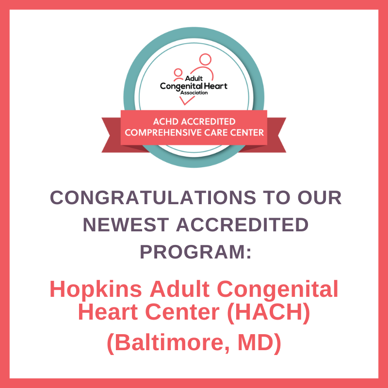 Congratulations to the Hopkins Adult Congenital Heart Center on becoming #ACHA #ACHD Accredited! There are currently 53 accredited centers in 27 states. Learn more about our accreditation program at achaheart.org/accreditation. #ACHAApproved #ACHACares #CHDAwareness #CHDCare4Life