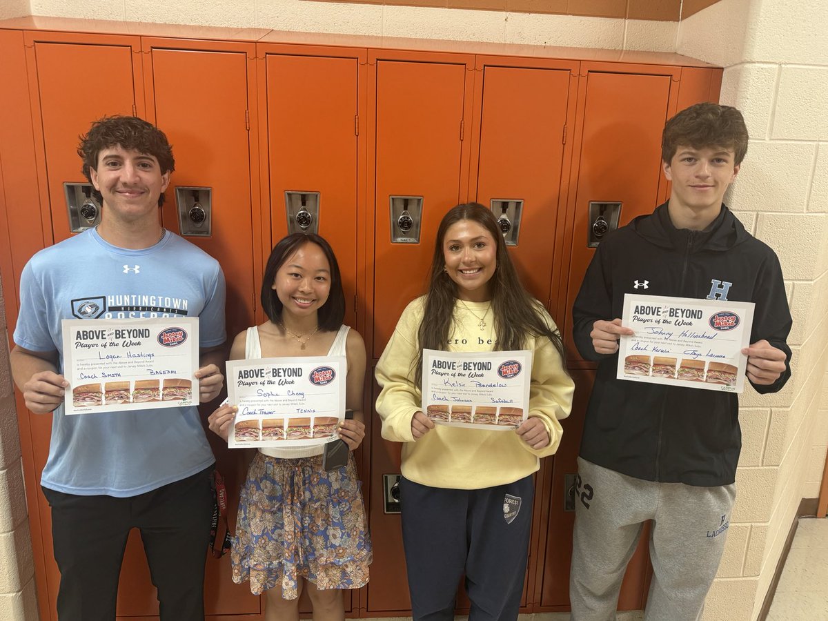 We would like to congratulate our Jersey Mike’s Above and Beyond Athletes of the Week   Sophia Cheng, Logan Hastings, Kelsie Bandelow, and Johnny Hollinshead.  #1Team1Dream