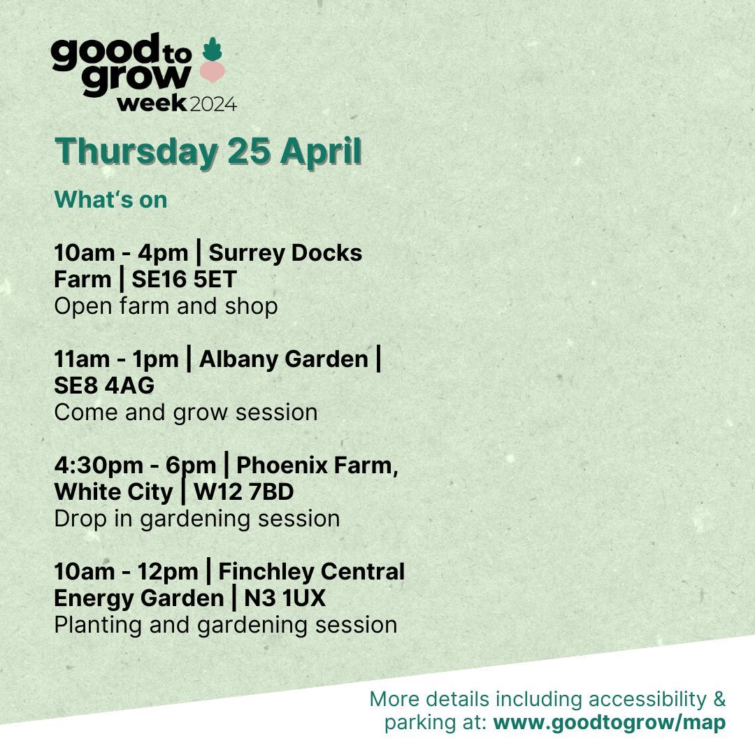Find out what's on on Thursday in London's community growing spaces!

🥕 ♻️ 

buff.ly/3xMY5Zc