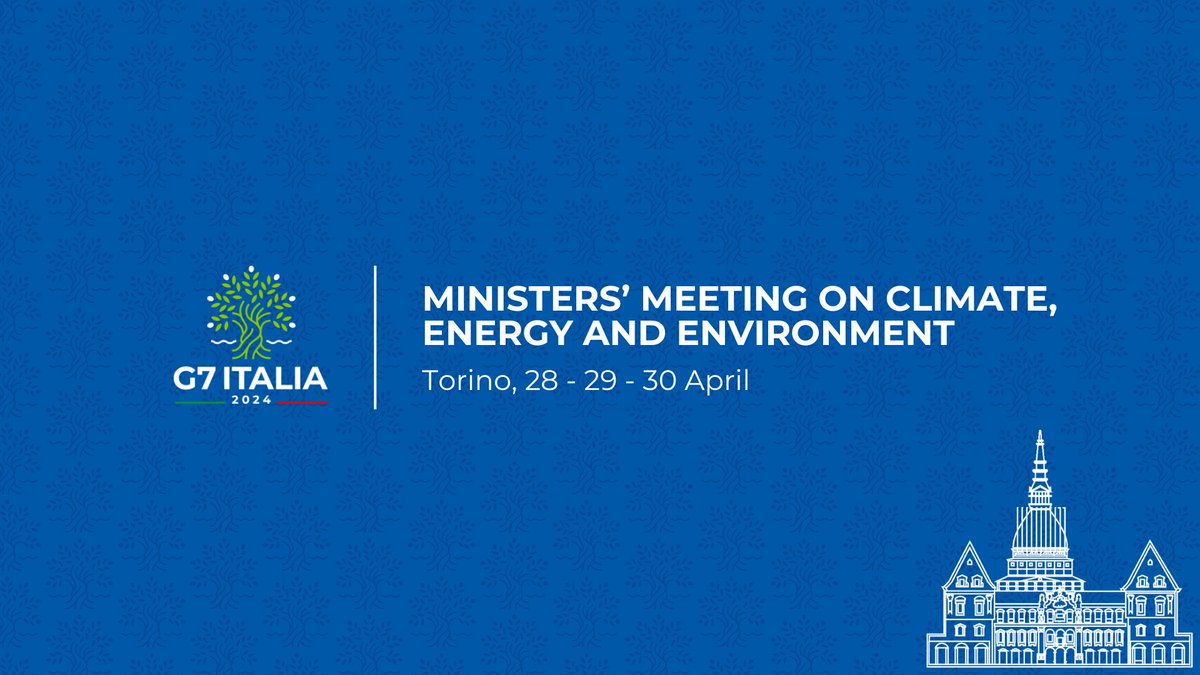 On 28-29-30 April the #G7 Climate, Energy and Environment Ministers will meet in Turin. Read more: g7italy.it/en/g7-minister… #G7Italy