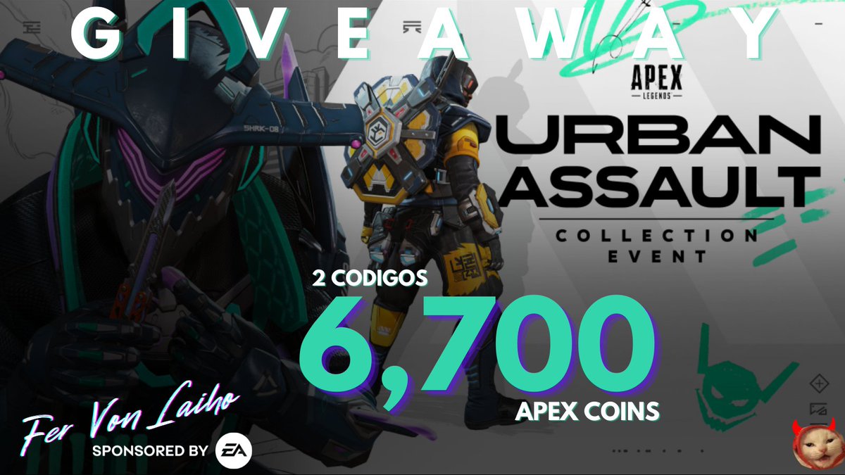 ⚠️SORTEO APEX COINS⚠️
 ¡EA tiene para ustedes 2 códigos de 6,700 monedas!
Para participar: 
⭐️Sigueme a mi y a <a href="/EAlatam/">EA Latinoamérica</a> 
⭐️RT
⭐️Comenta tu plataforma y cualquier emoji

🌟(opcional) Sigueme en IG para puntos dobles y Twitch para puntos triples!!
redes:@ fervonlaiho

GRACIAS