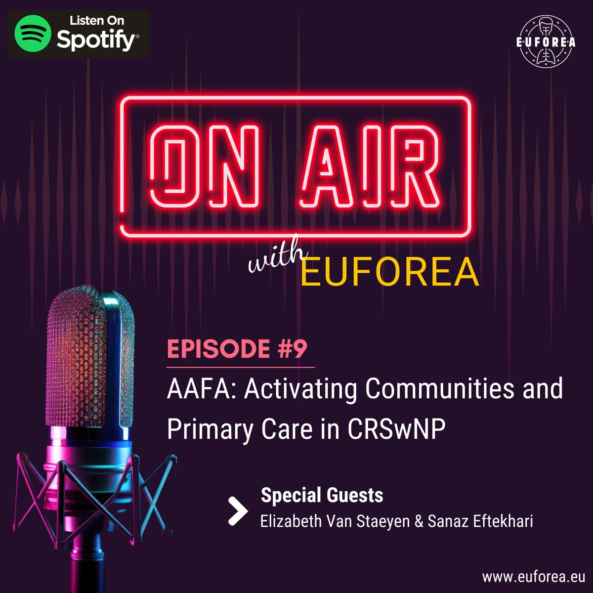 🎙 On today's Global Chronic Rhinosinusitis with Nasal Polyps (#CRSwNP) Awareness Day, EUFOREA interviews Sanaz Eftekhari from @AAFANational on 'Activating Communities and Primary Care in CRSwNP'. Listen to the new episode of ON AIR with EUFOREA #podcast rss.com/podcasts/onair…