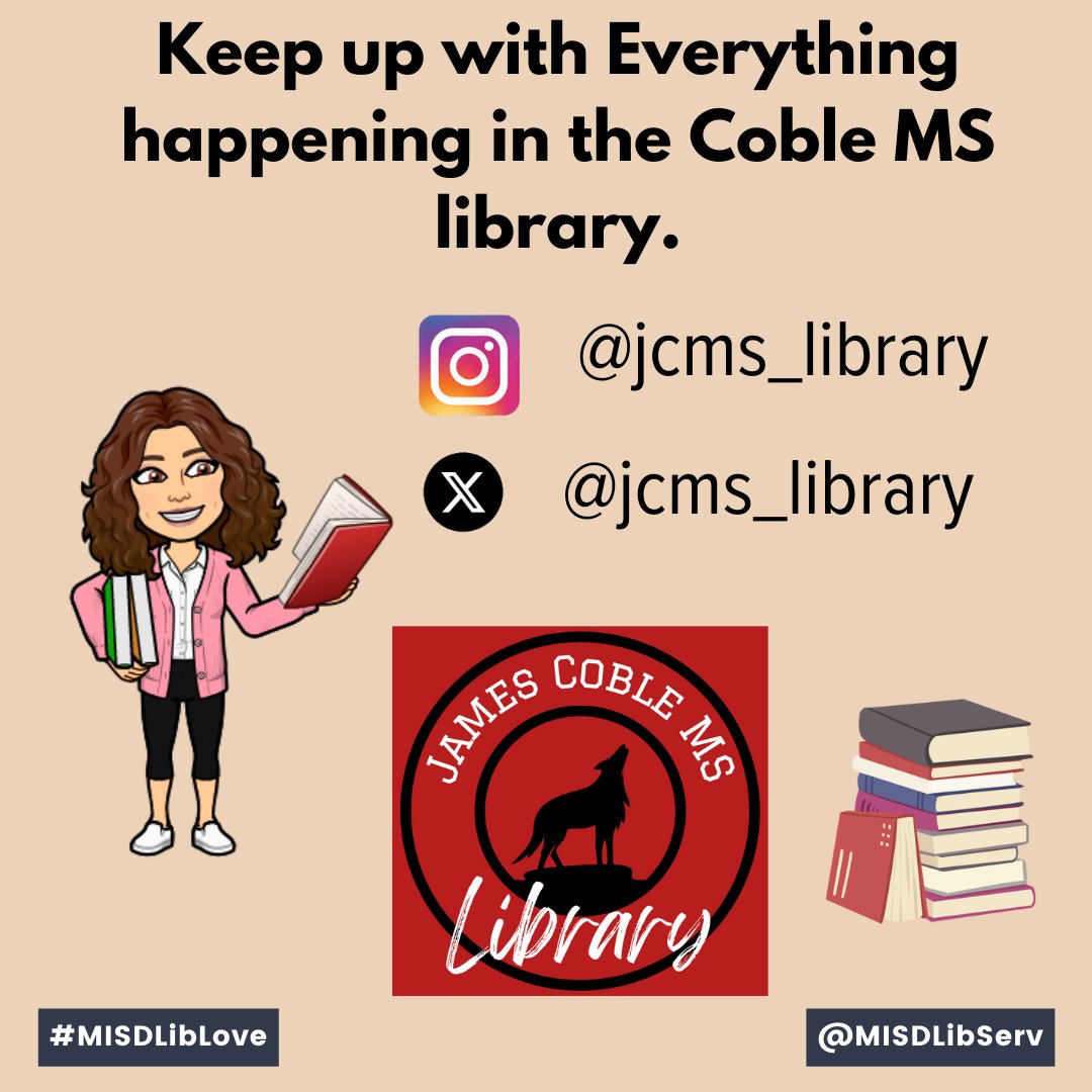 Let's try this one again, with the corrrect information! Follow the Coble MS Library @jcms_library #teacherlibrarians #LifeReady #Vison2030 #MisdLibLove #SchoolLibraryMonth24
@MansfieldISD