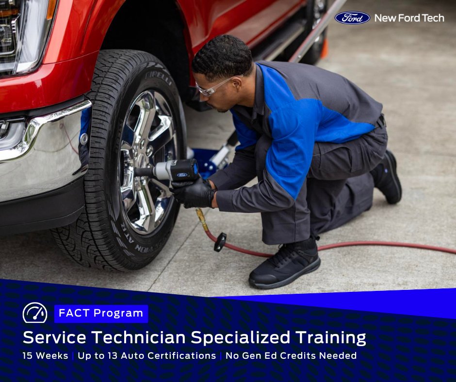 Become a well-trained Automotive Tech with our #FordFACT program! 🔧📣 🔧 Earn up to 13 automotive tech certificates 🔧 9 @UTITweet campuses in the U.S. 🔧 15-week specialized training Learn more ➡ bit.ly/3vsJbXs