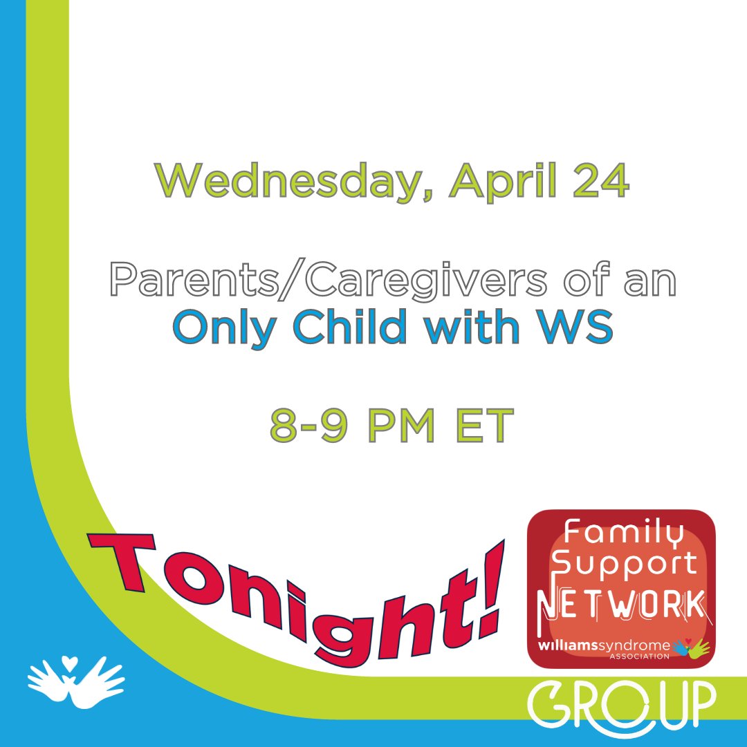If you're a parent of an only child with WS, one of the biggest dreads you carry is, "What happens after I'm gone?" Join other parents/caregivers to discuss building a community outside the family unit.
Register at: williams-syndrome.org/events
#WSAgroup #WSOnlyChild #WSAFSN #WSA