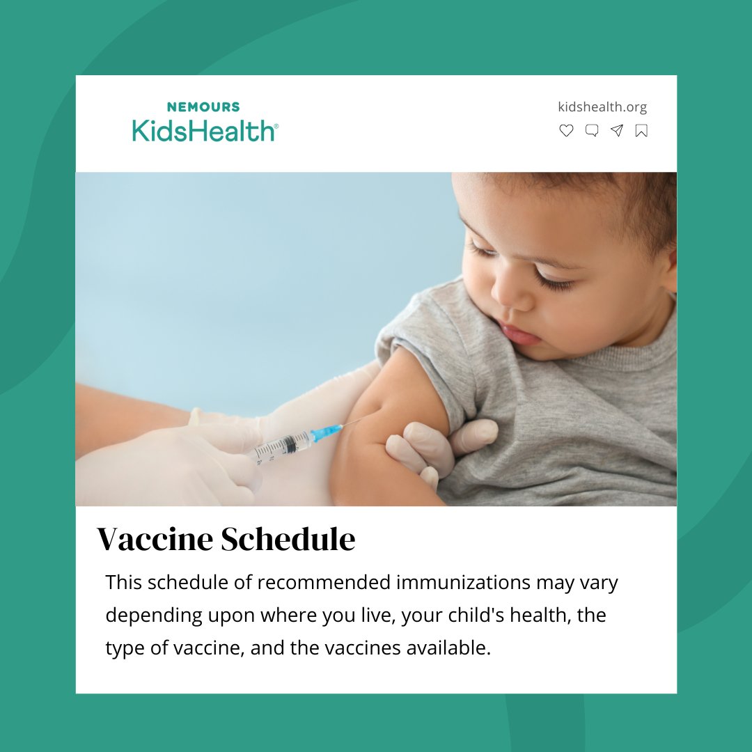 Vaccines help kids stay healthy from birth through adulthood. Which ones does your child need and when? Refer to this handy immunization schedule: bit.ly/2Lsgpuy