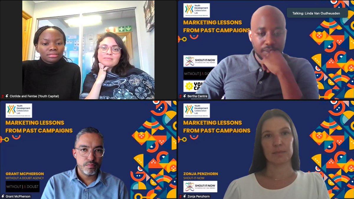 🎉🌟A big THANK YOU to our exceptional speakers from <a href="/YouthCapitalSA/">Youth Capital</a>, <a href="/ShoutItNowSA/">Shout It Now</a> &amp; <a href="/withoutadoubtZA/">Without A Doubt Agency</a> for sharing their invaluable insights during the webinar. Your expertise truly enriched our event immensely! 👏
#ThankYou #YDCoLab #Collaboration