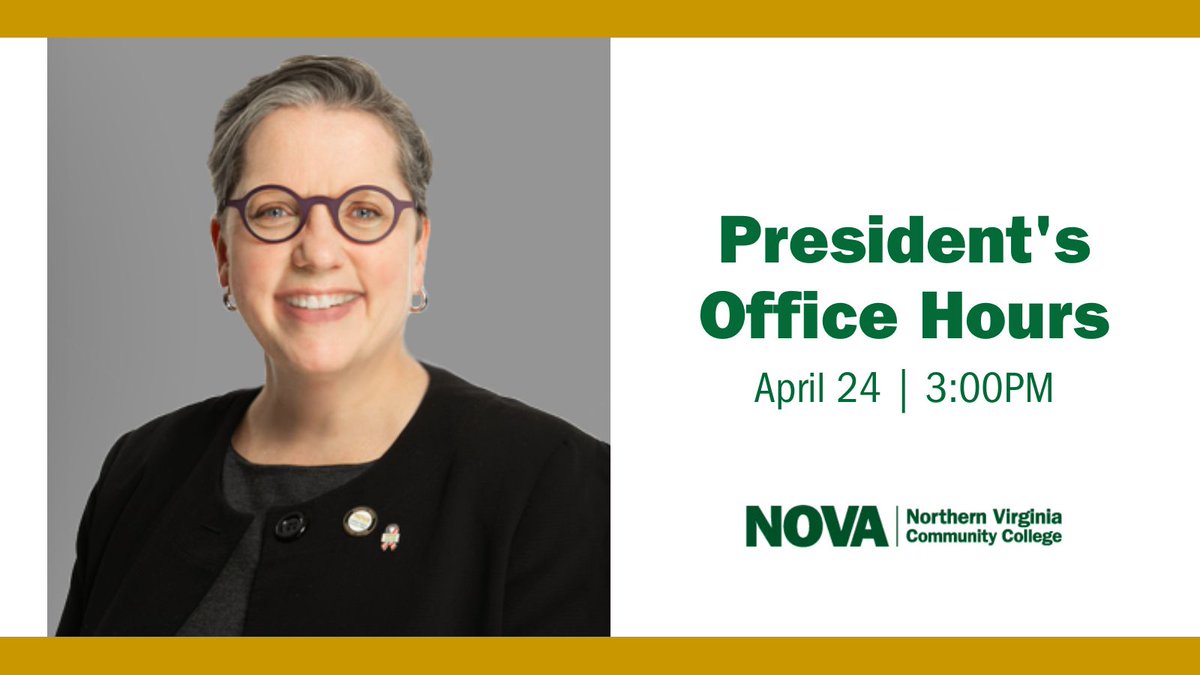 #NOVANighthawks: NOVA President Anne Kress will hold her Zoom office hours this afternoon at 3:00pm! Don't miss this opportunity to have your questions answered by Dr. Kress directly. 🔗 Visit the Virtual Student Union for the link!
