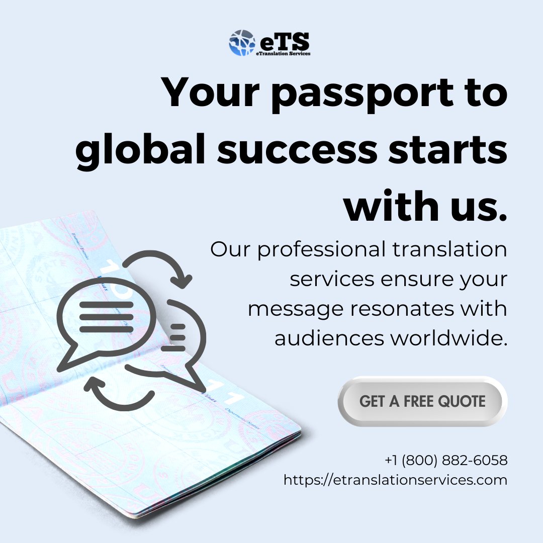 eTranslationSe2's tweet photo. our passport to global success starts here. Our translation services ensure your message resonates with audiences worldwide. 🌐✈️ 

#CorporateTranslation #ProfessionalTranslation #LanguageSolutions #GlobalCommunication #LanguageServices #BusinessLocalization https://t.co/KVTQHqpN44