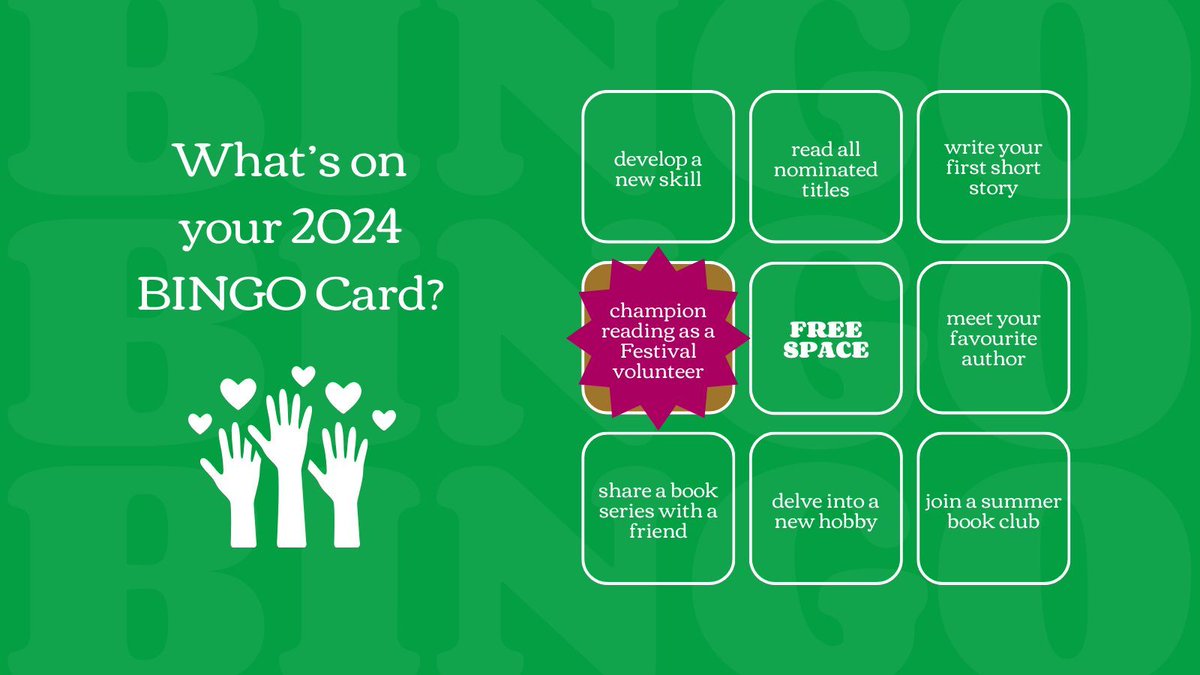 What’s on your 2024 bingo card? If it’s one that’s filled with adventure and excitement, we think you should slot in ‘championing reading as a Festival volunteer.’ What do you think? Visit our website to get involved! bit.ly/43q5Akw