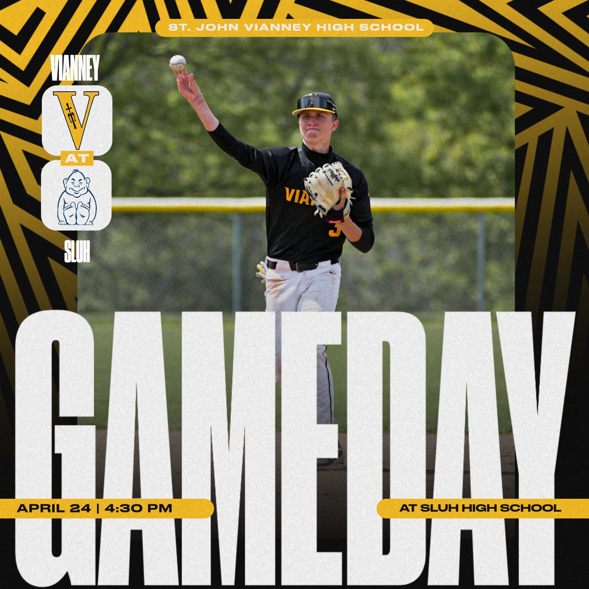 We have Varsity Baseball facing off against SLUH today at 4:30 PM in a rescheduled game from yesterday. Good luck to our Baseball Griffins! #VianneyBaseball