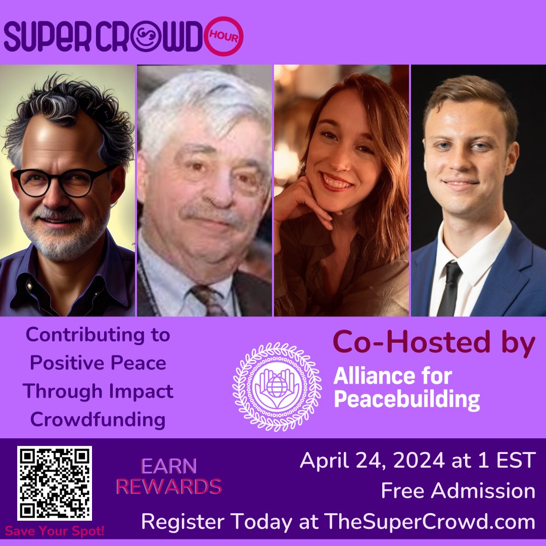 TODAY at 1pm ET! Join AfP for a conversation with @devindthorpe of @TheSuperCrowd for a conversation on crowdfunding and its potential contributions to peacebuilding and positive peace. Register here: thesupercrowd.com/24april24