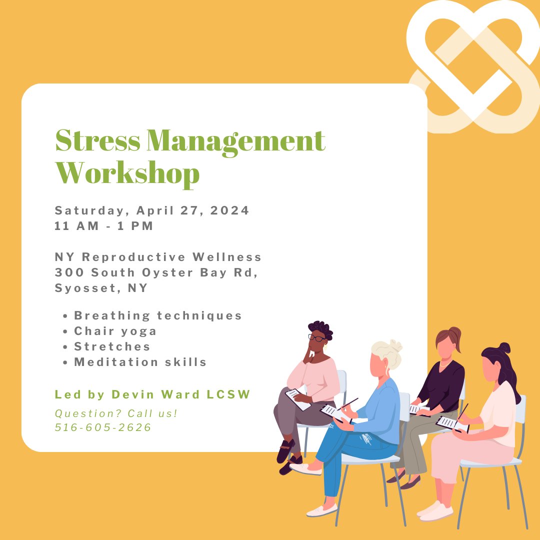 Take a step towards wellness and relaxation! Led by Devin Ward LCSW, this workshop offers valuable techniques like breathing exercises, chair yoga stretches, and meditation skills to support you on your fertility journey. 

#NIAW2024 #NationalInfertilityAwarenessWeek
