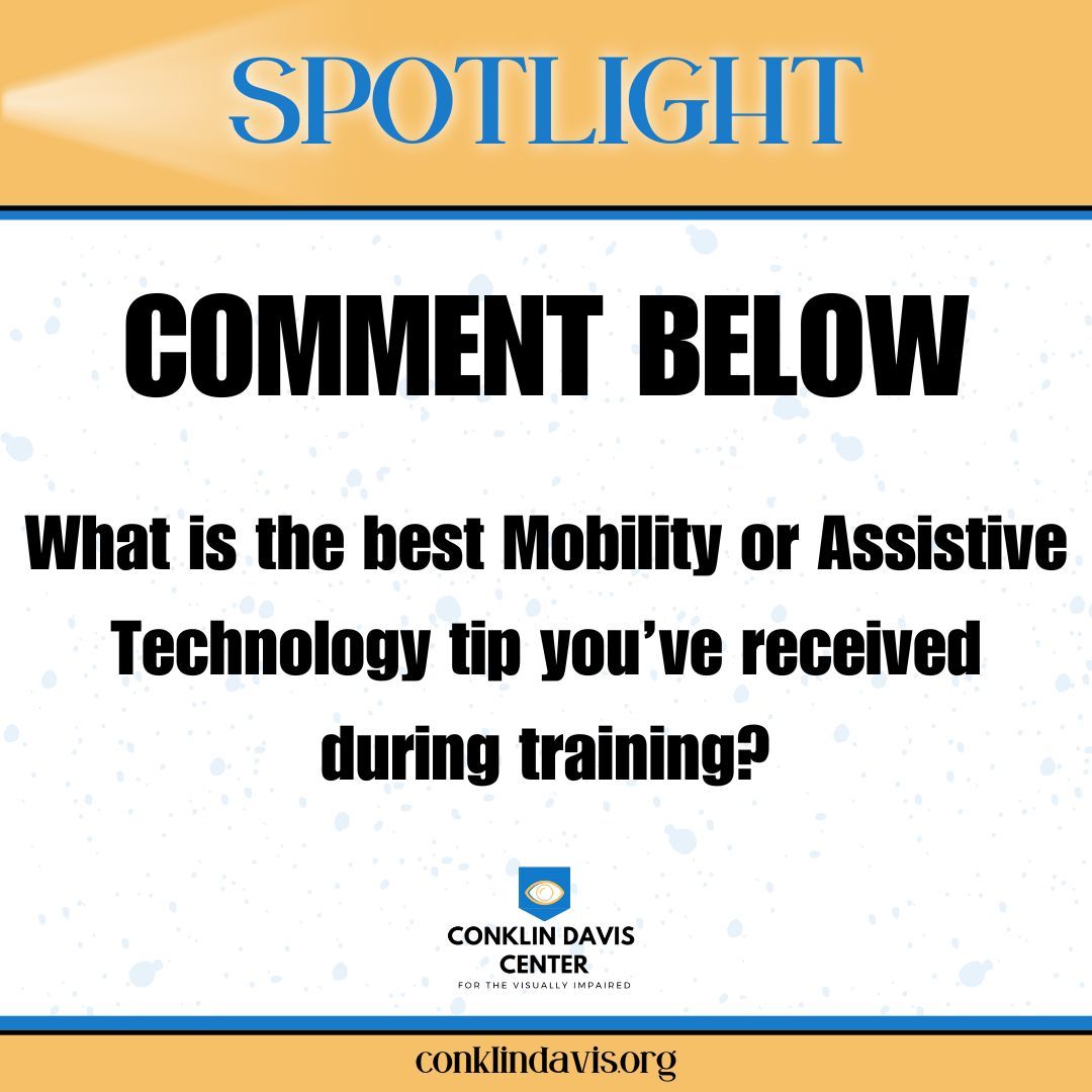 #CDCVI wants to start the conversation with our #blind and #visuallyimpaired students and followers!

What is the BEST mobility or assistive technology tip you’ve received during training?

👇Comment below 👇

🖥️ buff.ly/3P74p2y