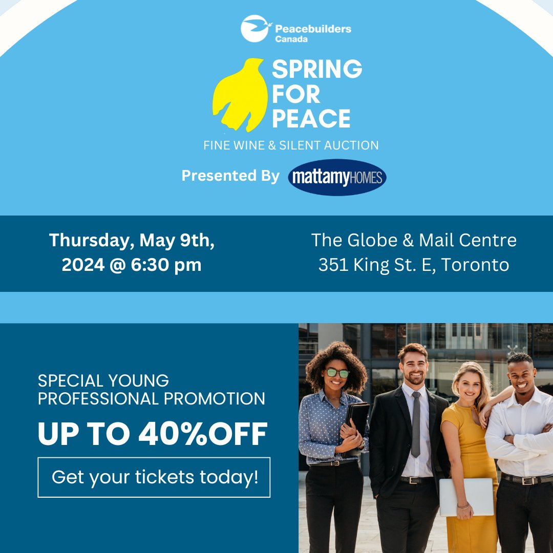 Get ready to network with fellow professionals at our 21st Annual Spring for Peace Gala! 

Enjoy special performances by Shahaddah Jack and Cody Cuisia, and beats by DJ Tilt. 

Snag your tickets now on our ticket site by clicking the link in our bio.

#springforpeace2024