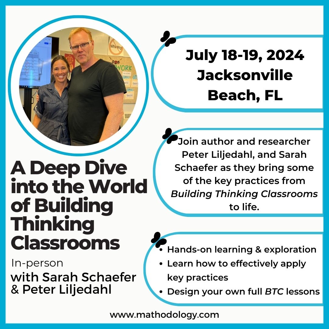 How do you get students THINKING in the math classroom? This summer we partner w/ @pgliljedahl to host a 2-day in person workshop to help educators eager to foster thinking & not just 'doing.' Learn more at mathodology.com/summered #vnps #thinkingclassrooms #summermath