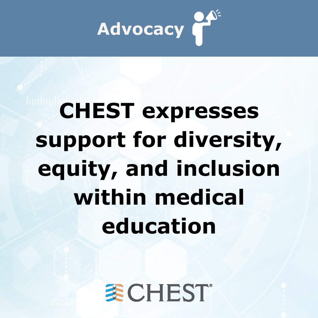 CHEST signed a collaborative letter expressing opposition to legislation mandating that medical schools must not establish, maintain, or contract with a diversity, equity, and inclusion (DEI) office. Read the full statement: hubs.la/Q02tHNHm0