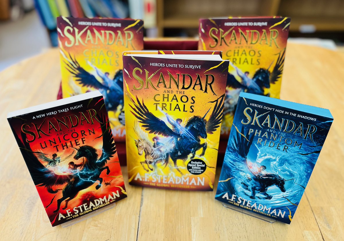 'Unlikely heroes, elemental magic, sky battles, ancient secrets and ferocious unicorns' - we're delighted to have in stock exclusive signed special editions of 'Skandar and the Chaos Trials', the new third instalment of the epic best-selling fantasy adventure series. #skandar