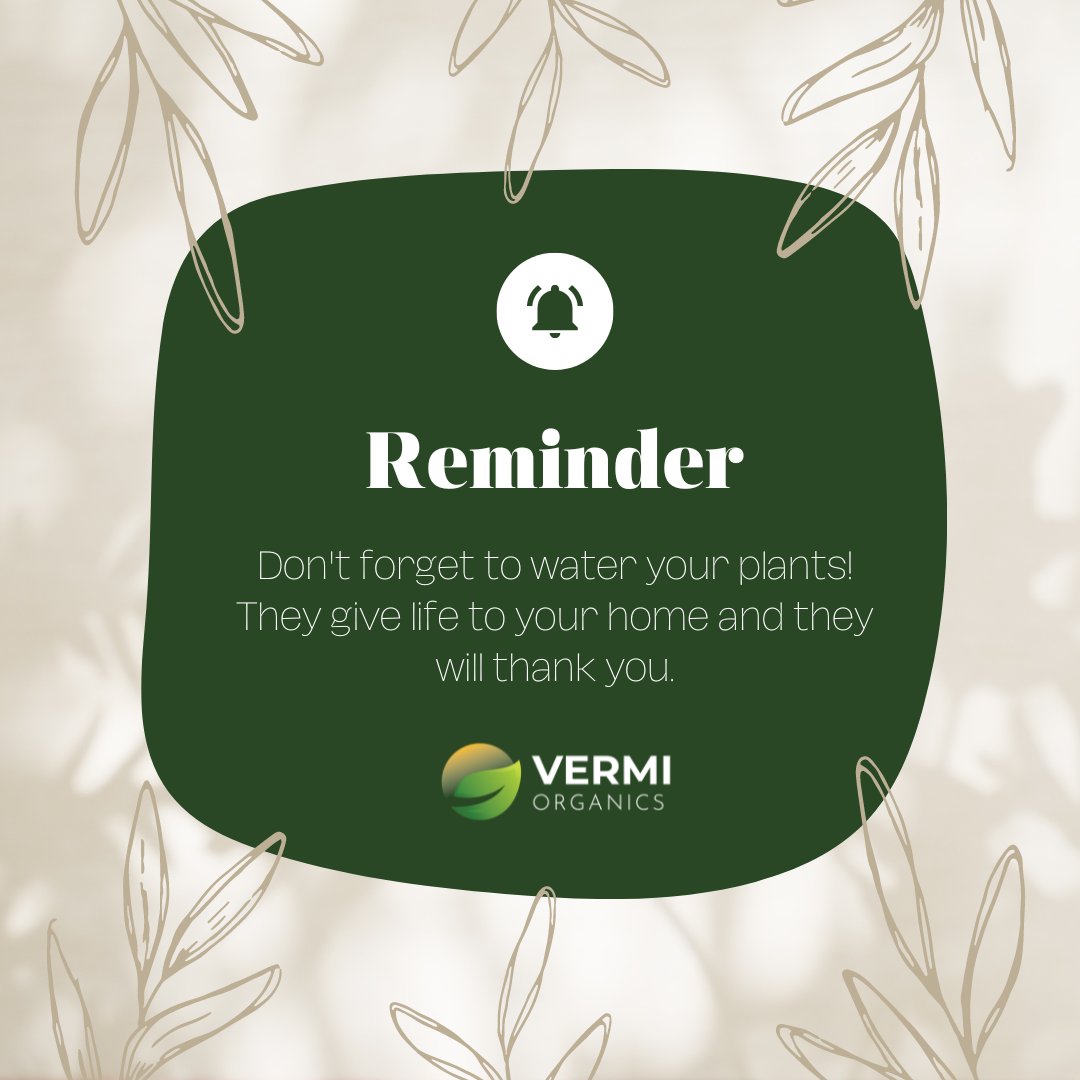 Don't neglect your plants! Give them a drink; they'll thank you for it. 🌿💦 

#plantcare #gentlereminder #plants #vermiorganics