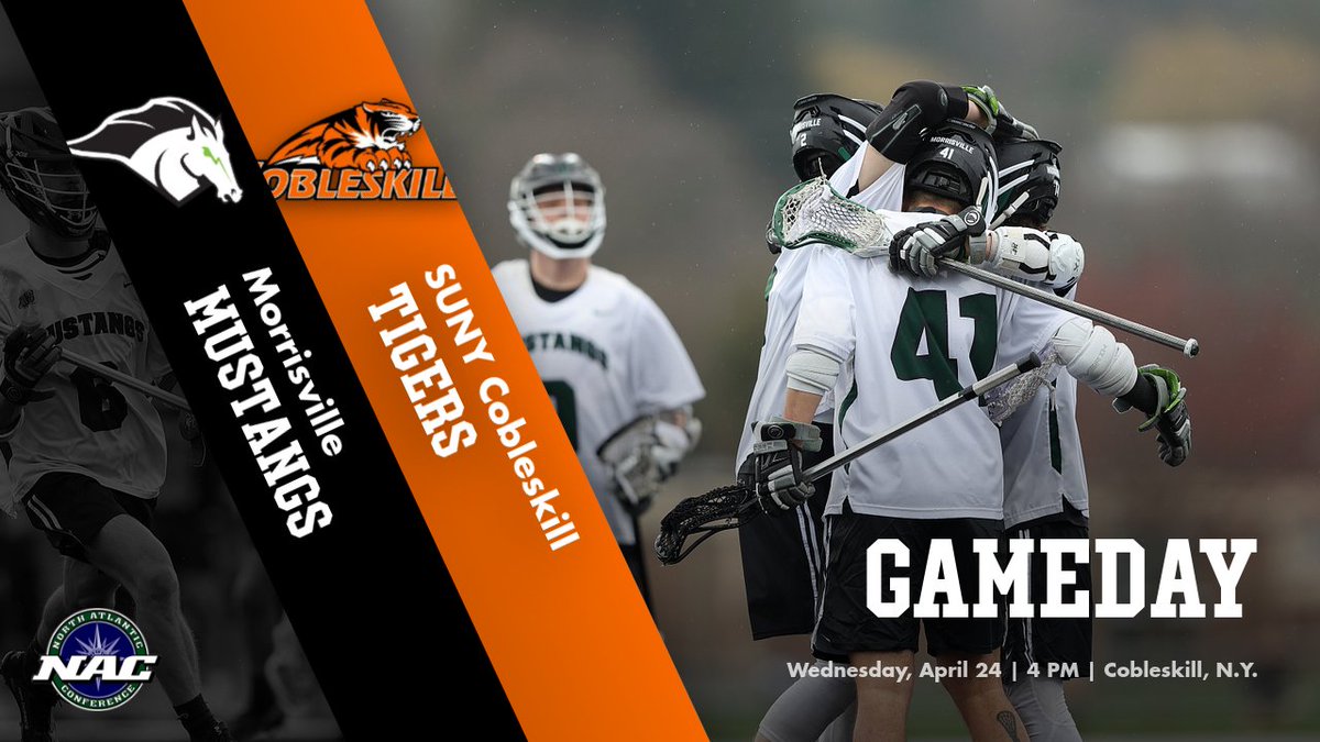 GAMEDAY! Men's Lacrosse hits the road for the regular season FINALE today at Cobleskill - tune in for opening whistle at 4 #LetsGoMustangs! #RunAsOne