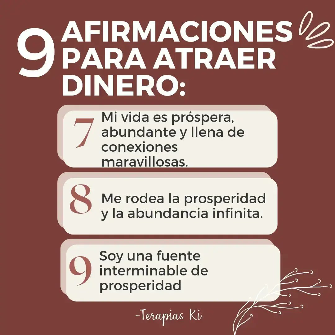 Les sugiero estas AFIRMACIONES POSITIVAS para atraer la buena energía del dinero. 
Pruébalas y me cuentas los efectos.
⚘
#BuenosDias 
#FelizMiercoles 
#AfirmacionesPositivas 
#SaludEmocional 
#PazInterior 
#Chakras