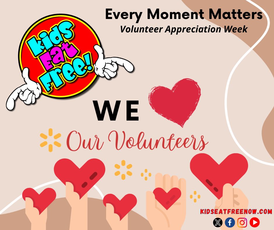 It’s Volunteer Appreciation Week!

Kids Eat Free thanks every volunteer who provided service to our program. You were God sent and people appreciated.

Kidseatfreenow.com

#volunteerappreciationweek #appreciation #communityservice #changinglives #everymomentmatters