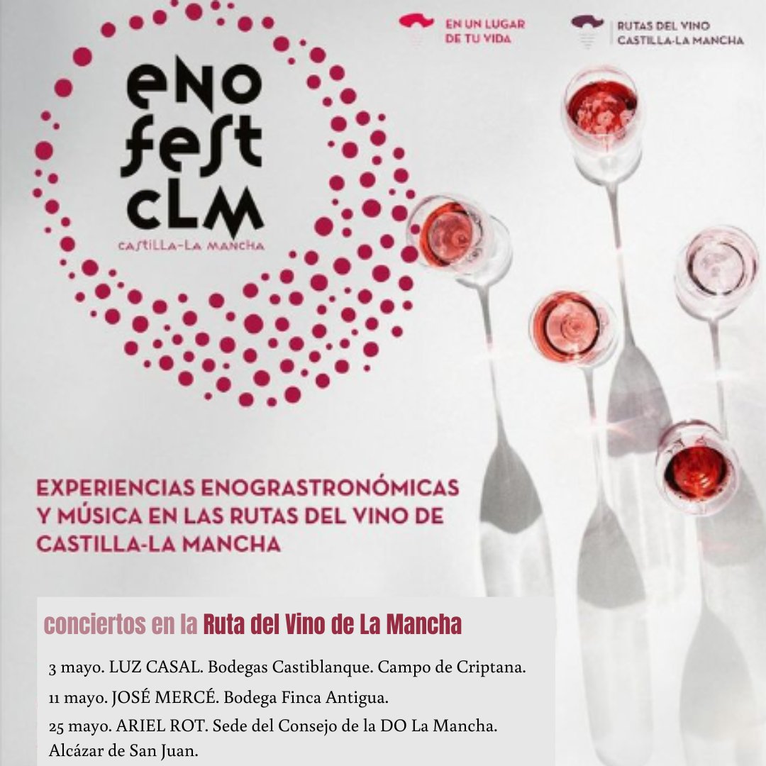 rutavinomancha's tweet photo. @gobjccm ha puesto en marcha #EnofestCLM2024 con un maridaje que no falla: 🎵y🍷.
Aquí tienes los conciertos en nuestra Ruta.
@MartinezBujanda @BodegasCastibla @vinodelamancha
@rvinovaldepenas @RutaVinoJumilla @RVlaManchuela @RVMentridaToled @DoAlmansa #eturiaclm https://t.co/OU7gycwS9h