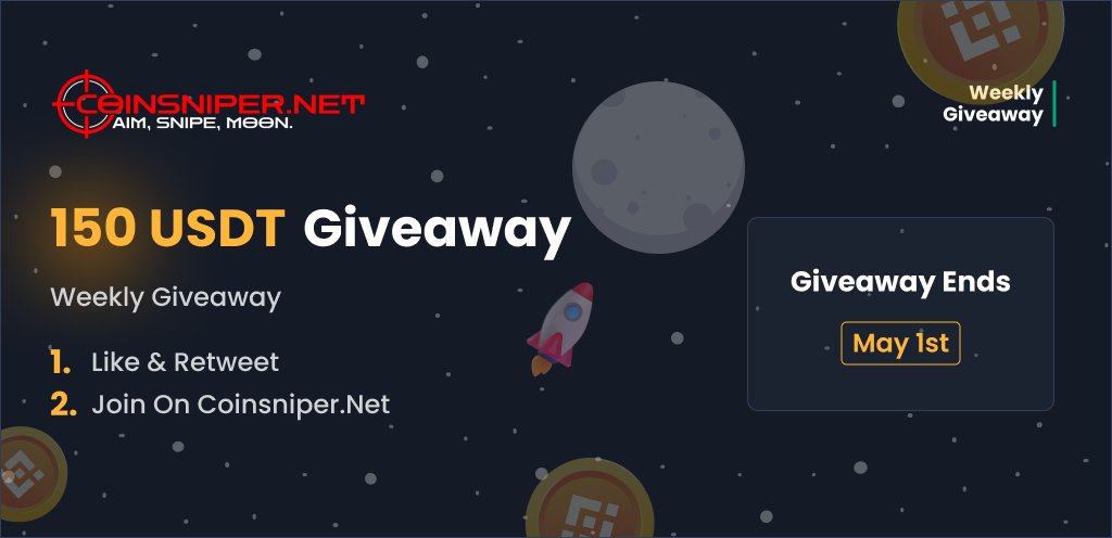 🎁 Weekly Giveaway🎁 This week, we're giving away 150 USDT! To enter: 1⃣Follow, Like & Retweet this tweet 2⃣Go to coinsniper.net and join Good luck! #Airdrops #giveaway #coinsniper #BSC #AirdropCrypto #BUSD #GiveawayAlert #BNBChain #BNB