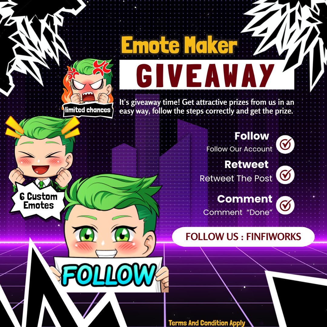 ✨FREE CUSTOM EMOTE✨

Grab your chance to win a free 6 emote from our preset poses for ONE WINNER. To enter our giveaway you just need to follow us, retweet, and comment 'done' this post.

#Vtuber #FestiveEtsyFinds #Live2D #Live2DWIP #Emote #Emoteartist #giveaway #artraffle