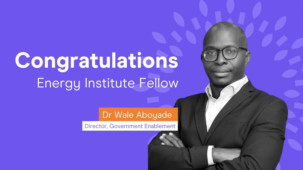 Part of our not-so-secret sauce to propel solutions to success? A team of top notch experts like Dr. Wale Aboyade.🧠 We're wishing him a hearty congratulations on his recent selection as a fellow with @EnergyInstitute! #LetsChangeEnergy