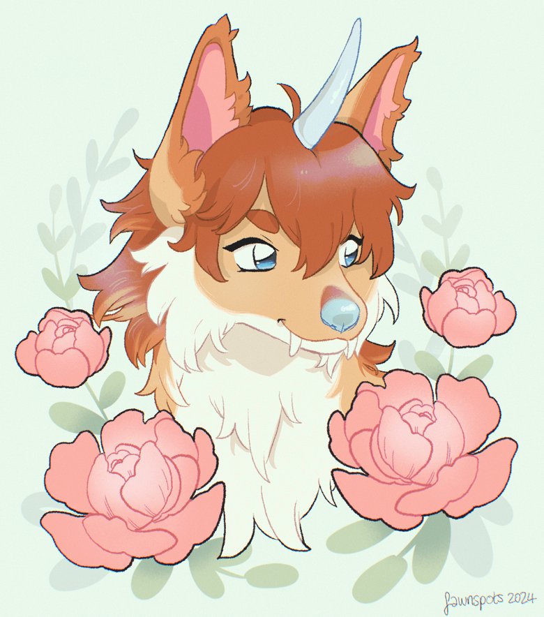 floral headshot for @galestormKitsun ! 🌸 want one? currently open for commissions on ko-fi! 🎨 ko-fi.com/c/67baaa6c93 👍🔁 = ❤️