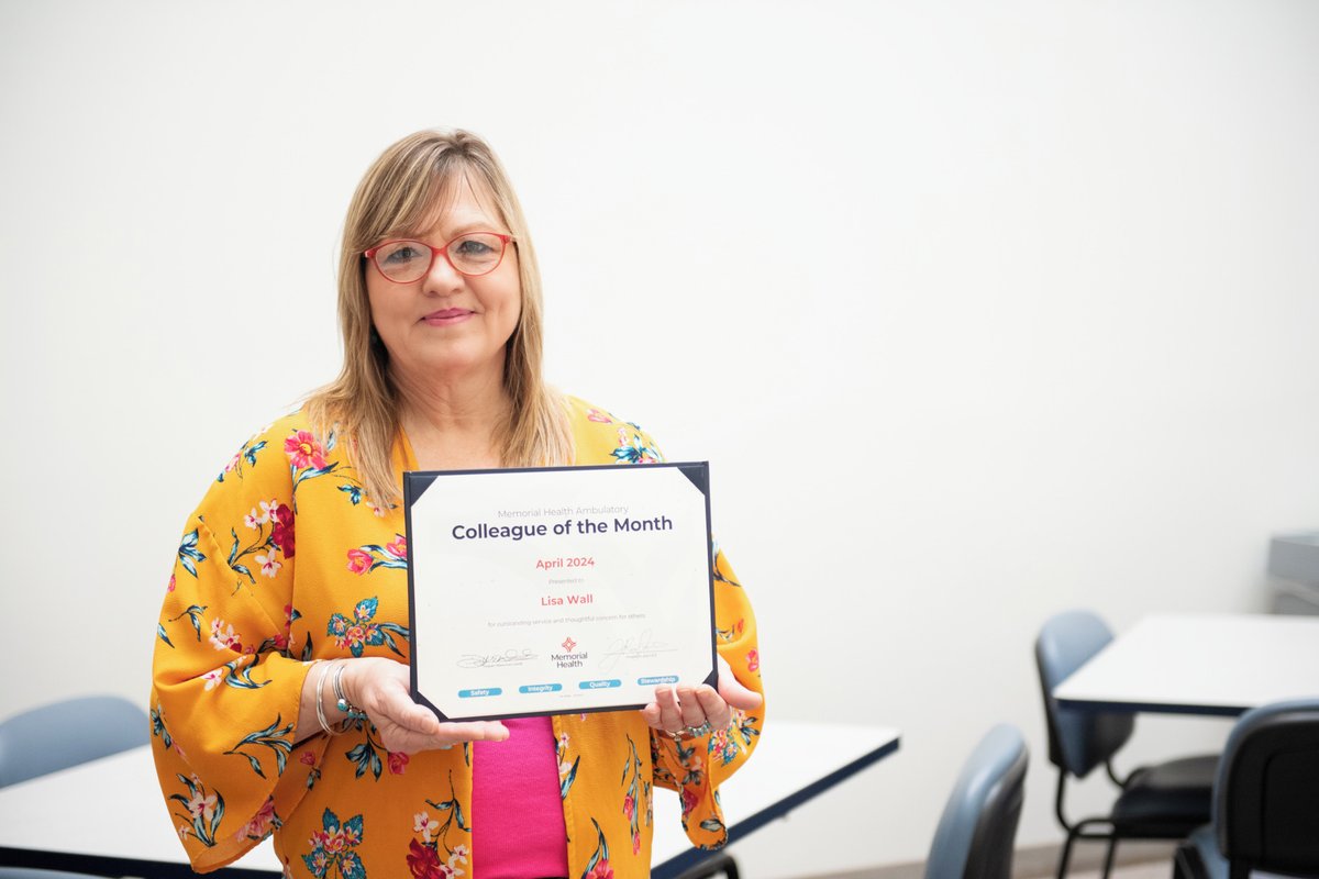 Congrats Lisa Wall, April Colleague of the Month. Lisa is a member of Memorial Behavioral Health’s Projects for Assistance in Transitions from Homelessness. She serves individuals experiencing homelessness & severe mental illness, helping them secure affordable & safe housing.