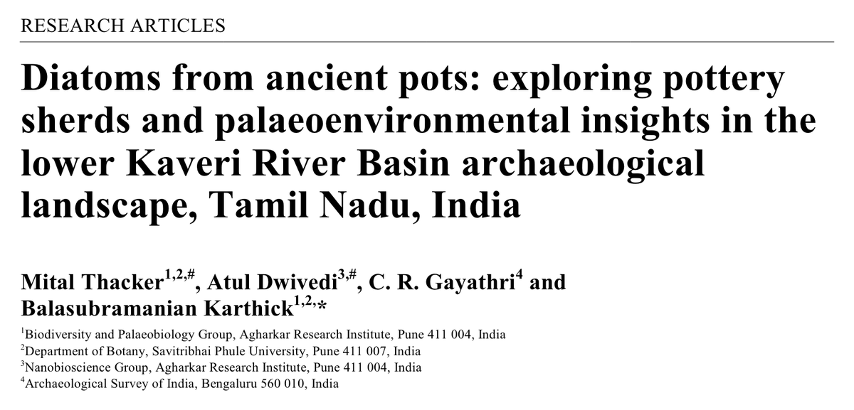 karthickbala's tweet image. #Diatoms from ancient pottery sherds from #Archaeology sites in the Kaveri River Basin, Tamil Nadu, India! 🏺🔍 Unlocking clues about past environments through microscopic algae. Published in @CurrSci   Full text here: shorturl.at/abiBK