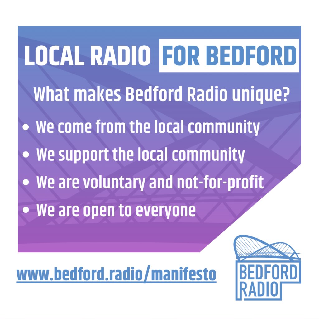 We describe ourselves as local radio for Bedford, and we mean it. See our manifesto for what makes us unique.