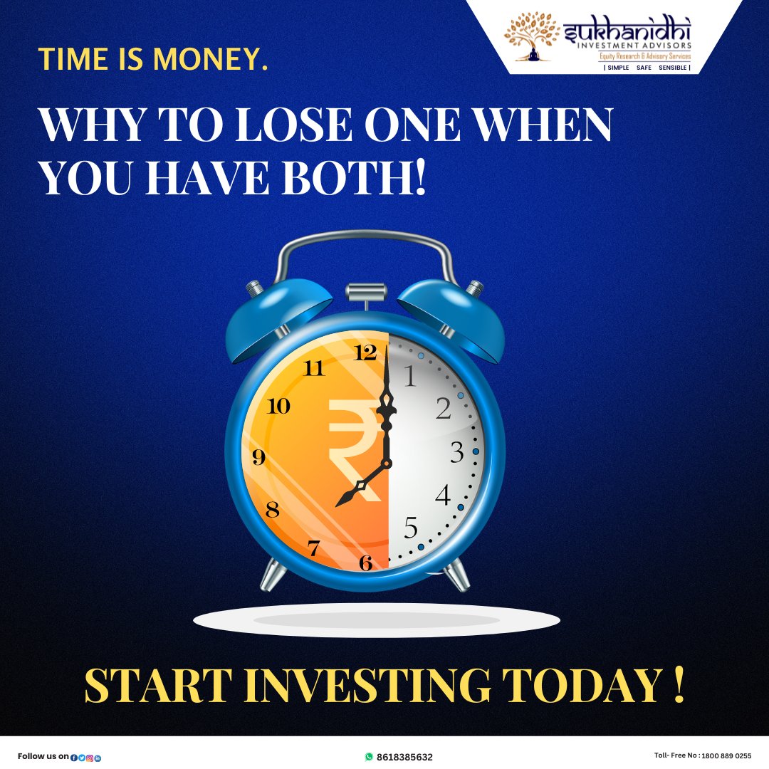 'Make every moment count - Invest in your future today!'
. 
.
. 
#TimeIsMoney #InvestWisely #FinancialFuture #StartInvesting #WealthJourney #SmartMoneyMoves #SecureYourFuture #LongTermInvesting #GrowYourWealth #InvestmentAdvisor