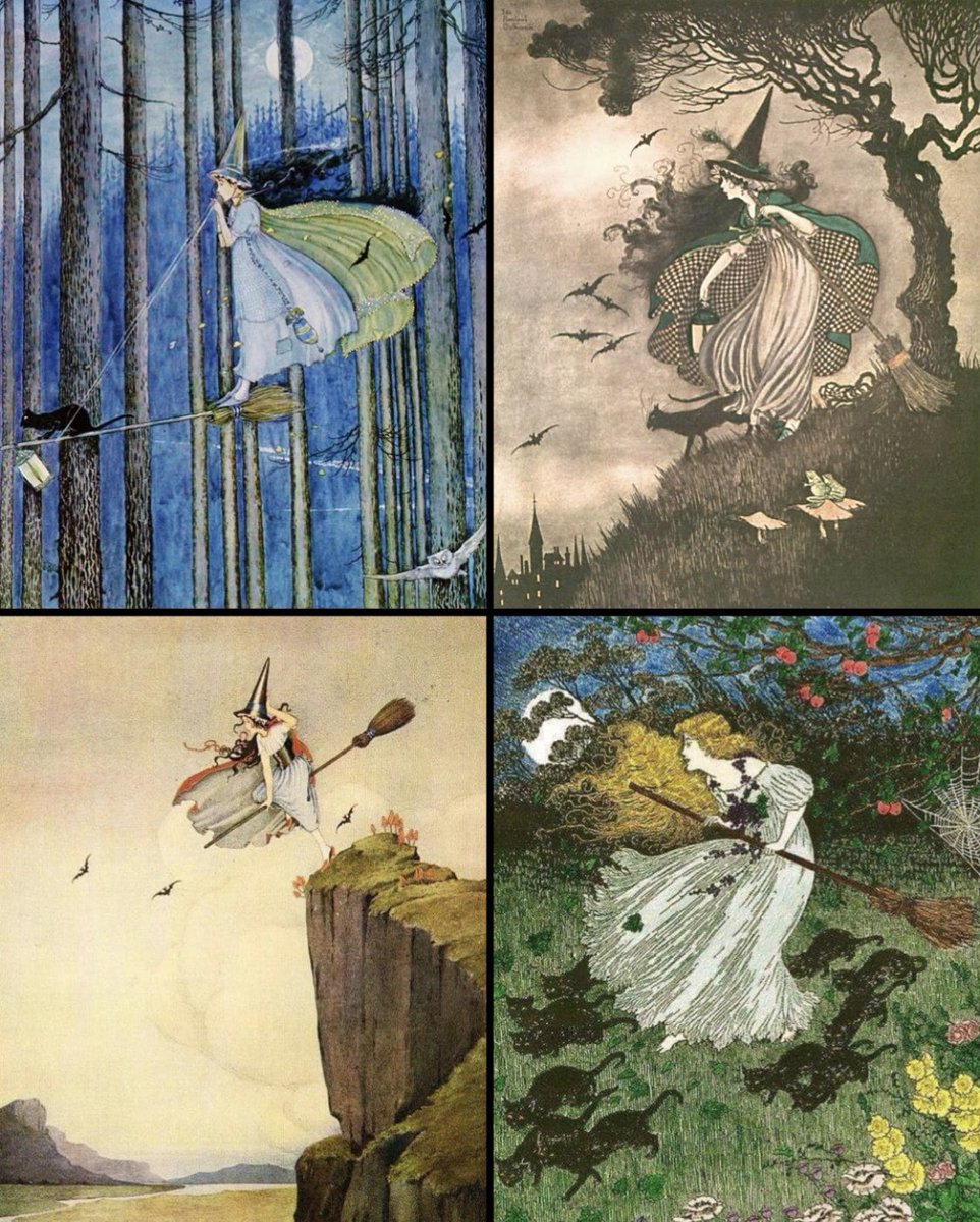 Witches and their brooms by Ida Rentoul Outhwaite (1888-1960) #LegendaryWednesday