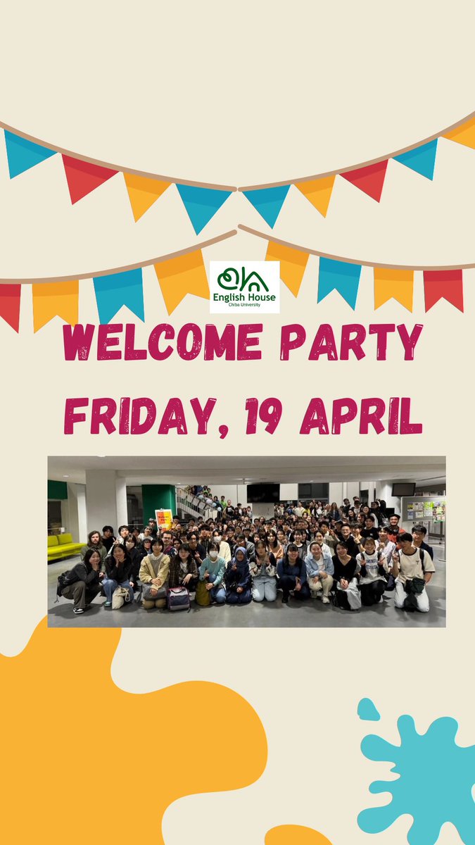 【English House Welcome Party】.
19 April, 2024
200 students joined our Welcome Party! 
We hope you enjoyed it :)

You are always welcome at English House. See you soon!

#ChibaUniversity #EnglishHouse