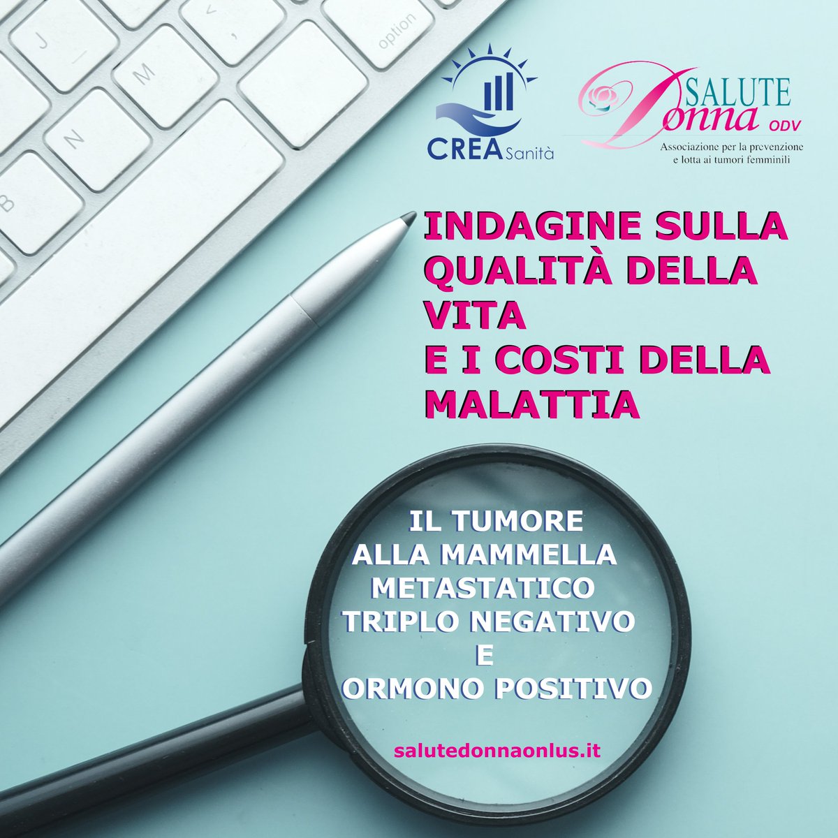 📣Qualità della vita e costi sanitari per la cura e l’assistenza delle donne con tumore al seno metastatico📑 👩🏻‍💻Partecipa all'indagine di #CreaSanita in collaborazione con Salute Donna Onlus ✅ 🔎Maggiori Info e link per partecipare: tinyurl.com/5d4a7beu