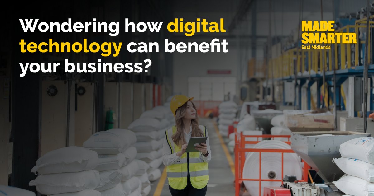 Unlock digital benefits for your business: Invest in tech to streamline processes, boost sales & explore new markets.
 
Ready to take the next step? Start your digital journey with Made Smarter East Midlands: madesmarter.uk/start-your-dig…  
 
 #DigitalTransformation #BusinessSupport