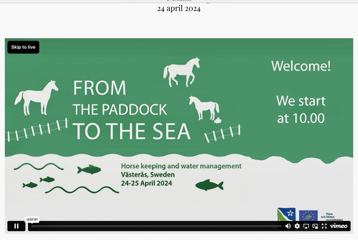 From paddock to the sea - interesting seminar on horse keeping and water management today! #sustainability