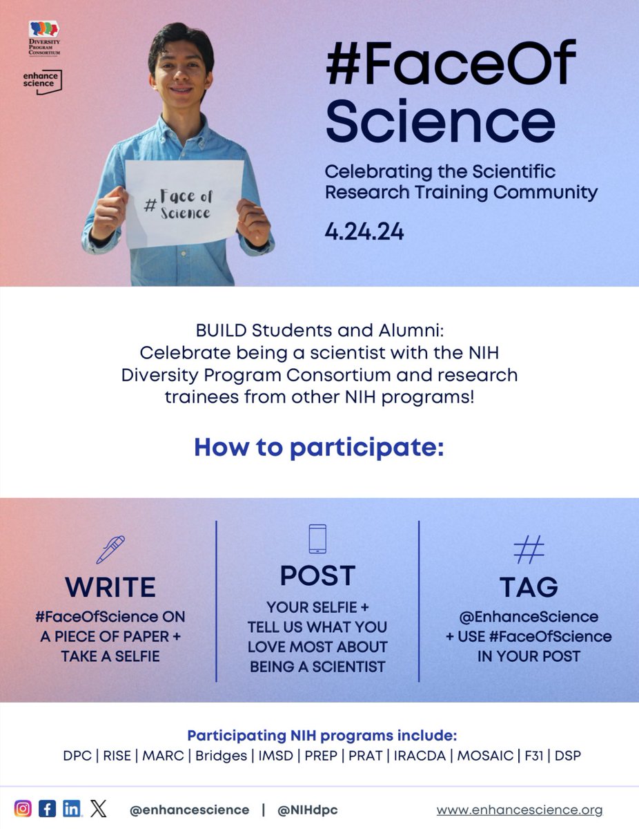 Today is the day to share your face of science! We look forward to seeing the selfies and photos from our #XULA BUILD students and alumni scientists! Are you ready to participate in the #FaceOfScience campaign? Please follow the instructions in this photo!