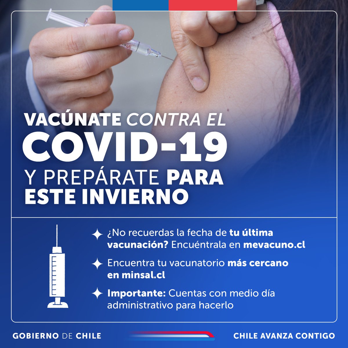 ¿Ya te vacunaste contra el COVID-19? Revisa si perteneces a un grupo de riesgo y cuándo debes vacunarte en mevacuno.cl ¡Prepárate para el invierno! 💉