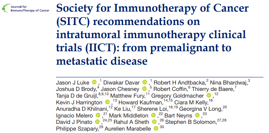 Jason Luke, MD, FACP (@jasonlukemd) on Twitter photo Excited to present <a href="/sitcancer/">Society for Immunotherapy of Cancer</a> guidelines for clinical research on intra-tumoral #immunotherapy. This was a collaborative effort from expert stakeholders across academia & industry. Tremendous potential from pre- to advanced cancer for novel agents.
jitc.bmj.com/content/12/4/e… Excited to present <a href="/sitcancer/">Society for Immunotherapy of Cancer</a> guidelines for clinical research on intra-tumoral #immunotherapy. This was a collaborative effort from expert stakeholders across academia & industry. Tremendous potential from pre- to advanced cancer for novel agents.
jitc.bmj.com/content/12/4/e…