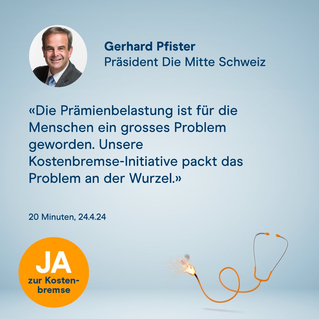 Eine Mehrheit der Bevölkerung unterstützt unsere #Kostenbremse-Initiative ! Nur so packen wir das Problem der steigenden Krankenkassen-Prämien an der #Wurzel und setzen der fortschreitenden #Prämienexplosion ein Ende! JA zur Kostenbremse am 9. Juni ! 👇 kostenbremse-jetzt.ch